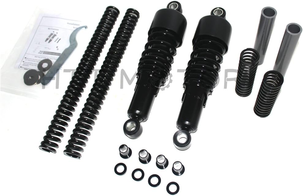 HTTMT LS004- Compatible with Black Slammer Shocks + Fork Springs Lowering Kit 88-03 Harley Sportster XL