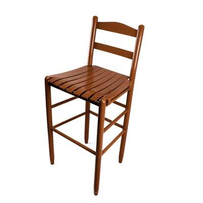 Pellegrin Ladderback 30x22 Patio Bar Stool Gracie Oaks Frame Color: Medium Oak