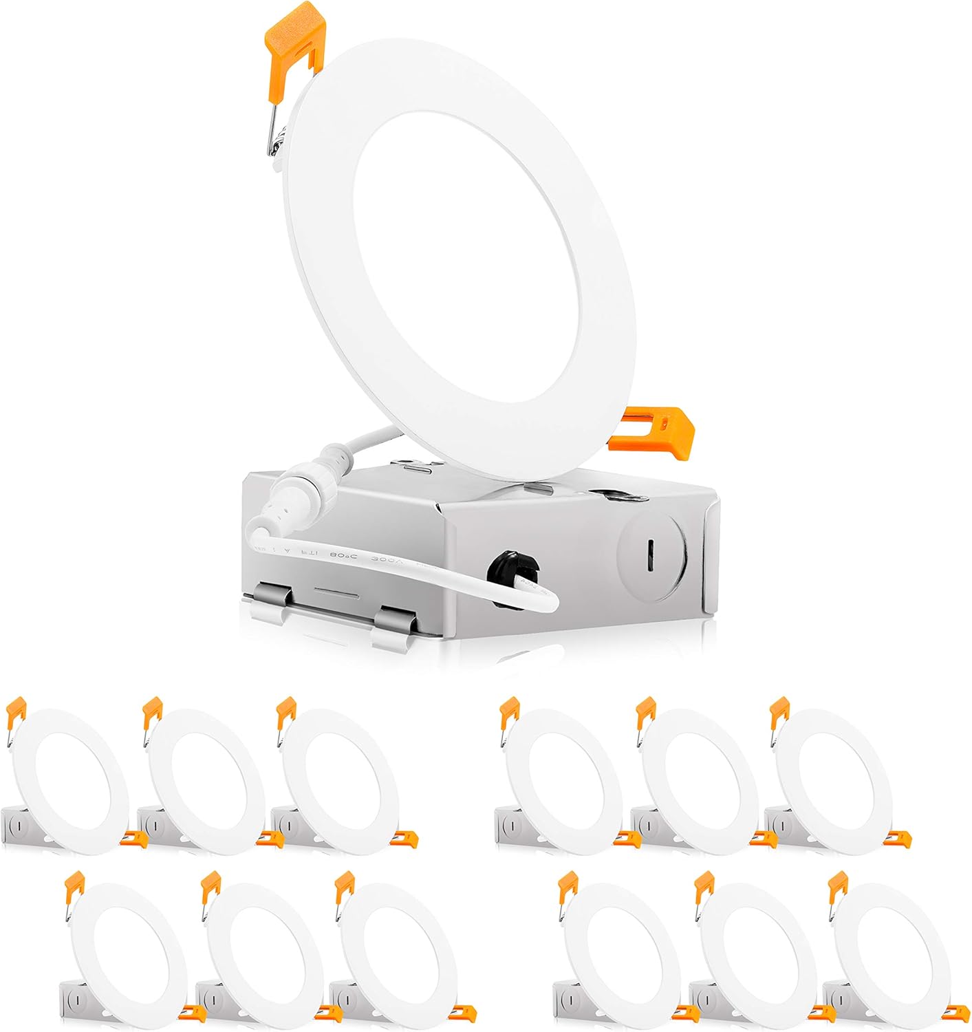 PARMIDA (12 Pack) 6 Inch Ultra-Thin LED Recessed Ceiling Light with Junction Box, 12W, Dimmable Can-less Wafer Slim Panel Downlight, IC Rated, ENERGY STAR & ETL-LISTED&ndash; 3000K