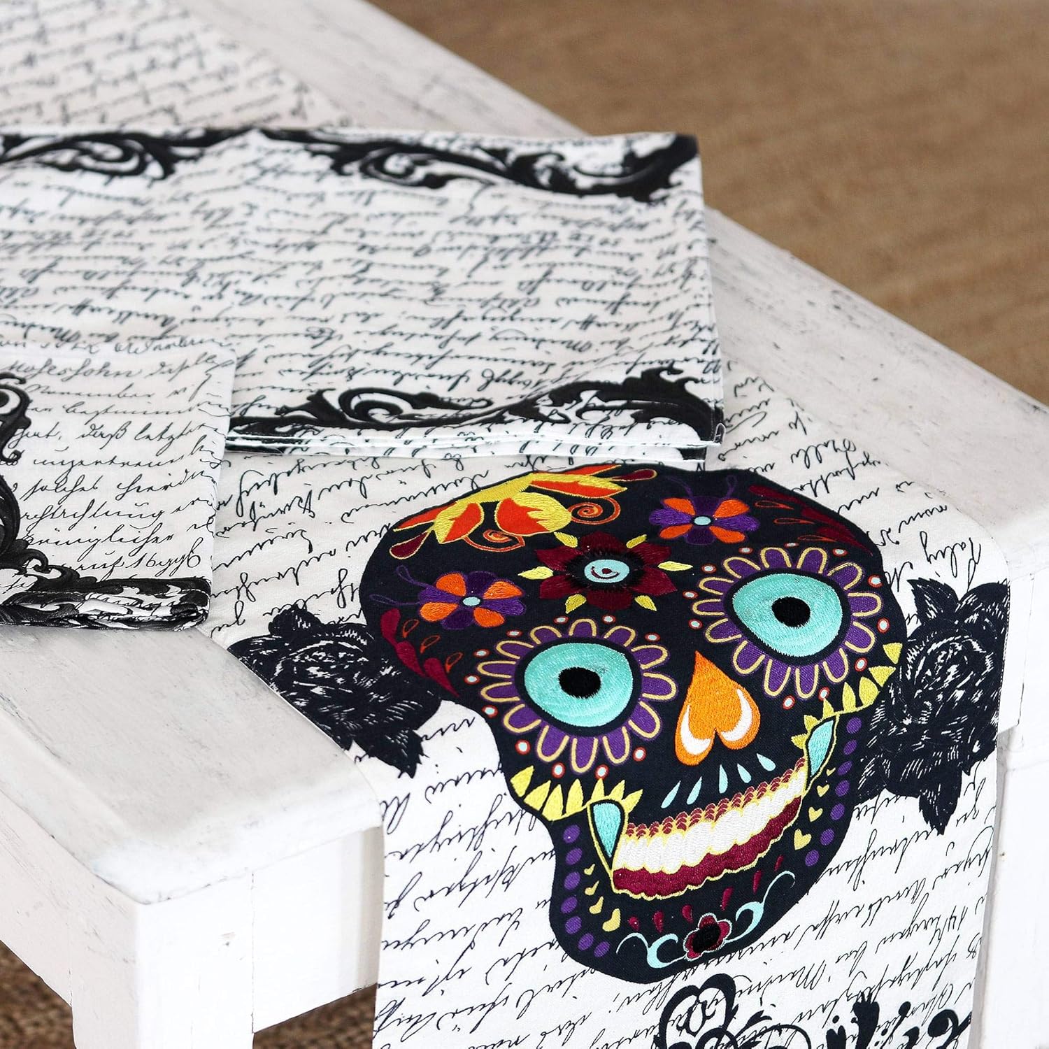 NOVICA Halloween Stories (Set for 4) Cotton Table Linen Set Pack of 2