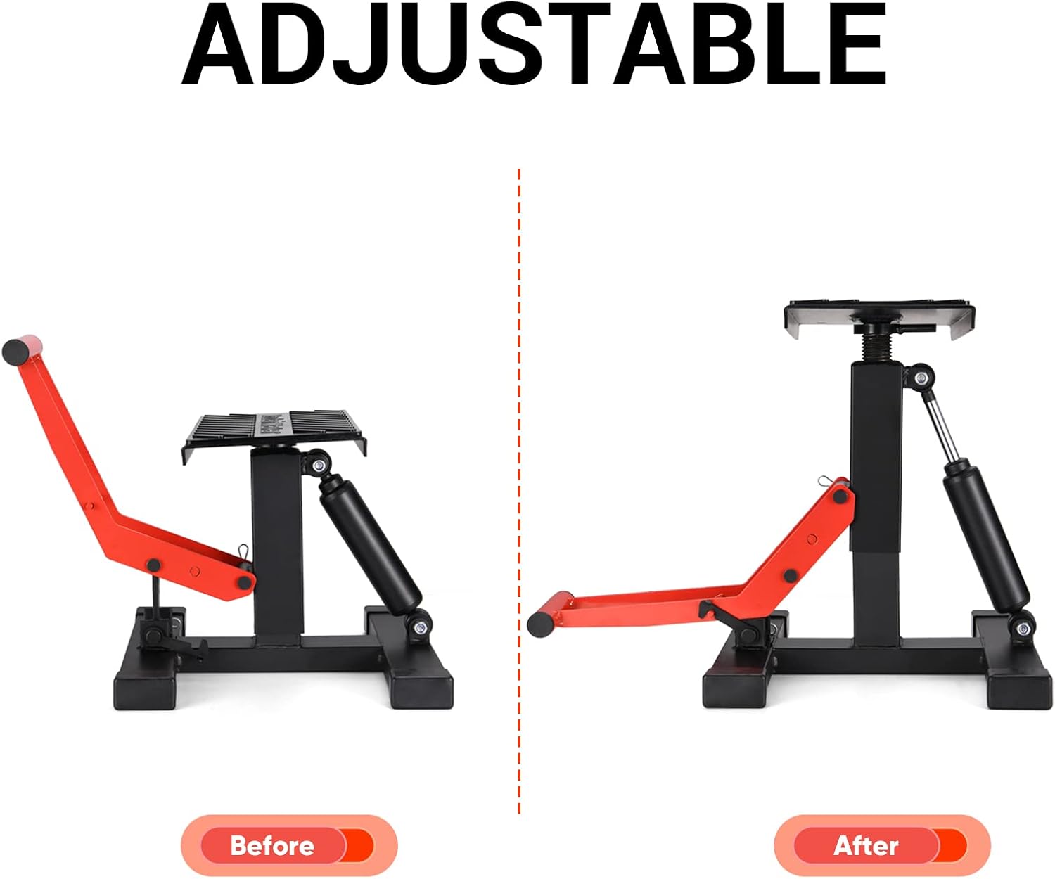 MOTOROFF Motorcycle Dual Sport Stand Lift Jack, Aluminium Alloy Adjustable Hoist Table Height Lifting Stands