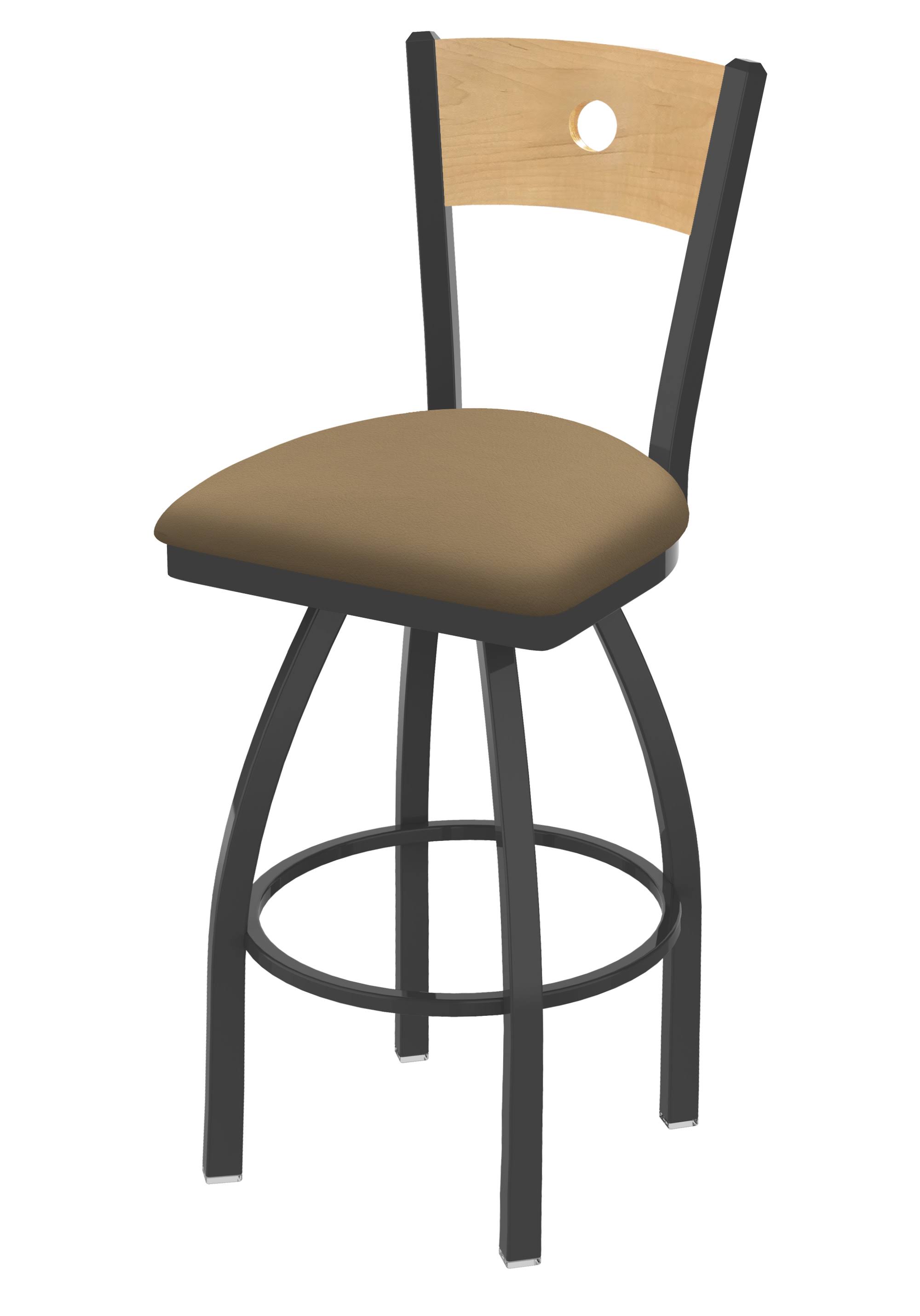 Holland Bar Stool 830 Voltaire 30x22 Swivel Counter Stool with Pewter Finish, Natural BACK, and Canter Sand Seat