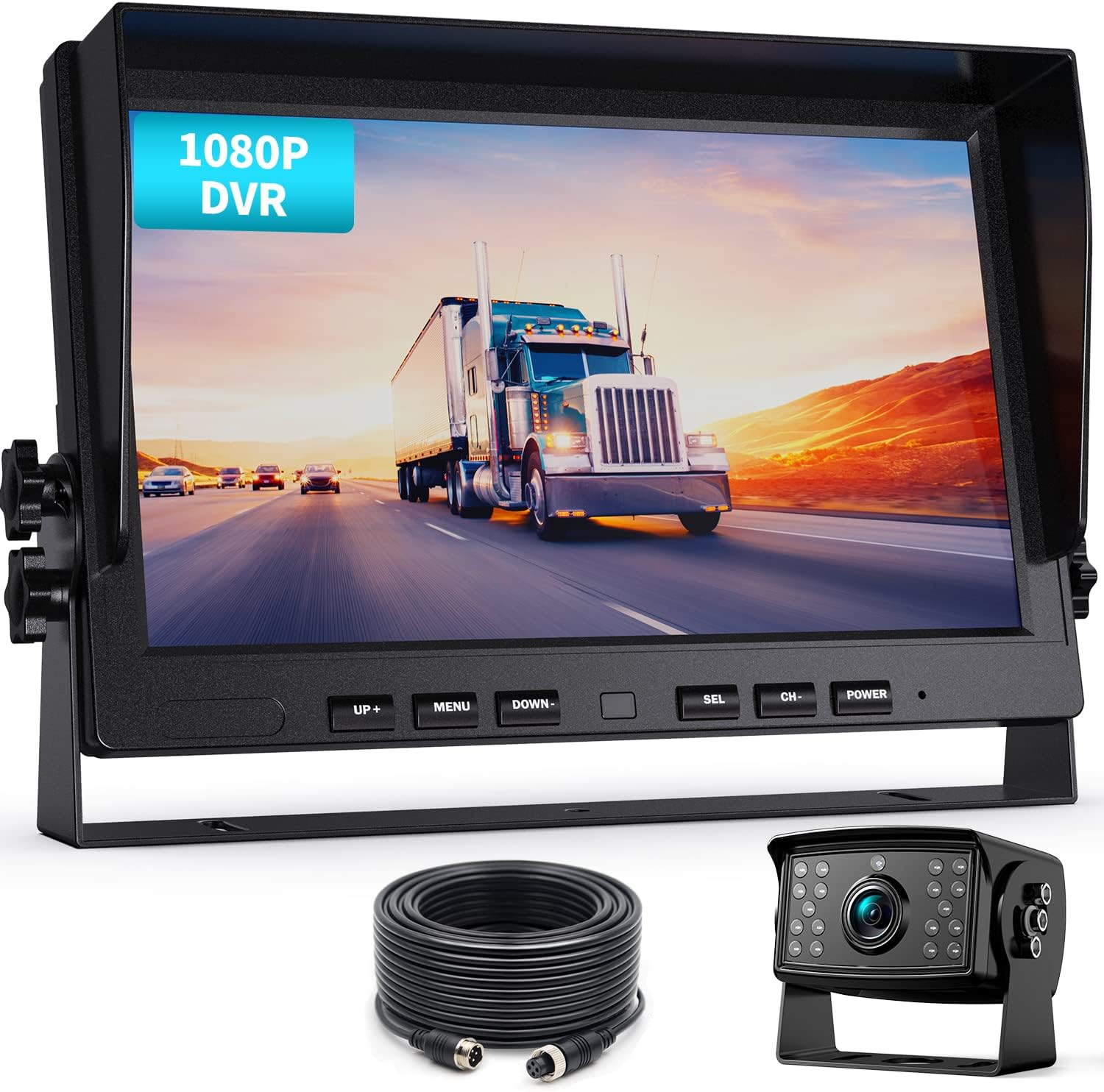 Fookoo Ⅱ HD Wired Backup Camera System Kit, 7 inch 1080P Reversing Monitor IP69 Waterproof Rear View Camera, Sharp CCD Chip, Truck/Trailer/RV (FHD1)