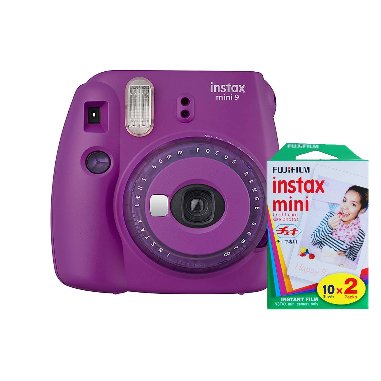 Fujifilm Instax Mini 9 Instant Camera with Mini Film Twin Pack Purple (93473873)