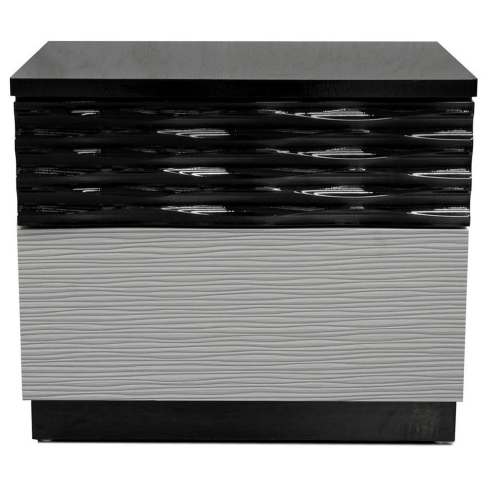 Romania Bedroom 2-Drawer Nightstand in black/zebra Grey - Best Master Furniture Romanian