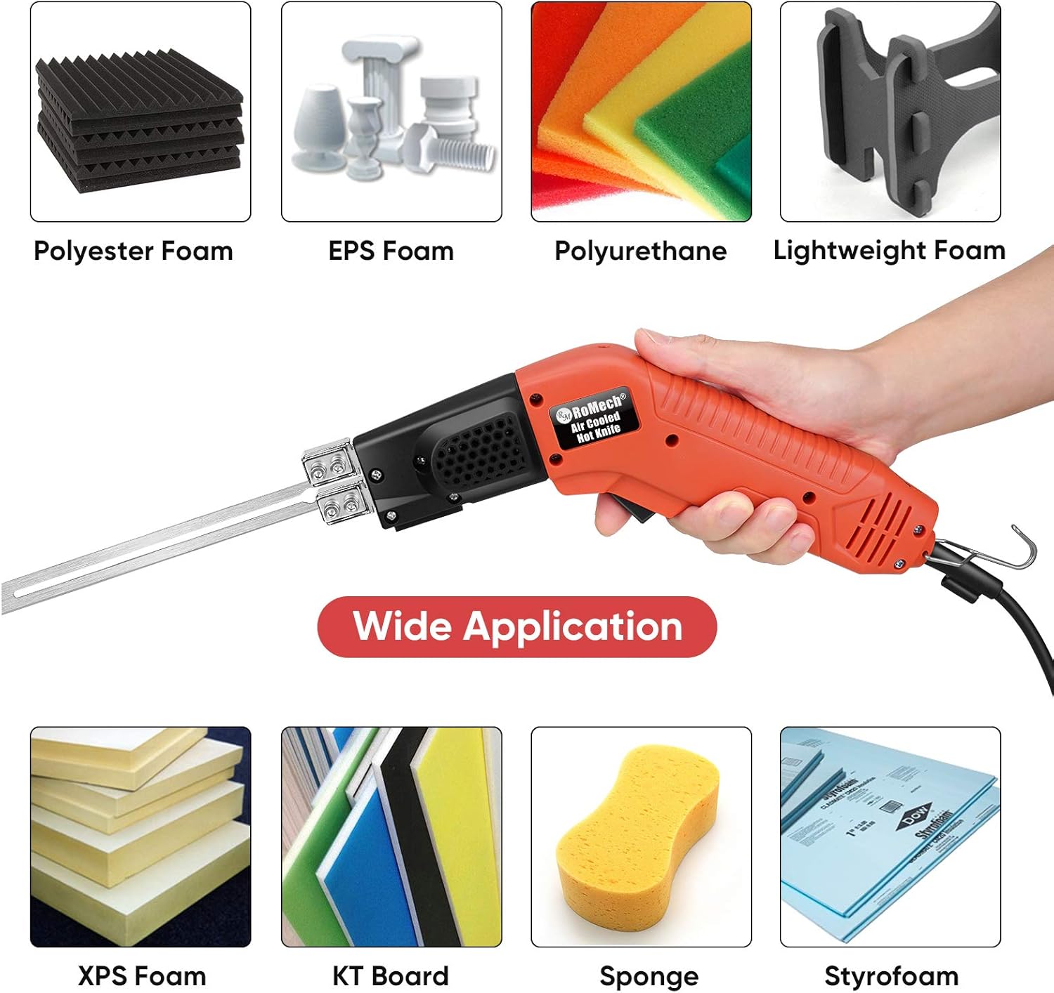 RoMech Foam Cutter - Air Cooled Pro Electric Hot Knife (200W) - Continuous-Use Styrofoam Cutting Tool Kit- with Heave Duty Case, Blades & Accessories (RM-009)