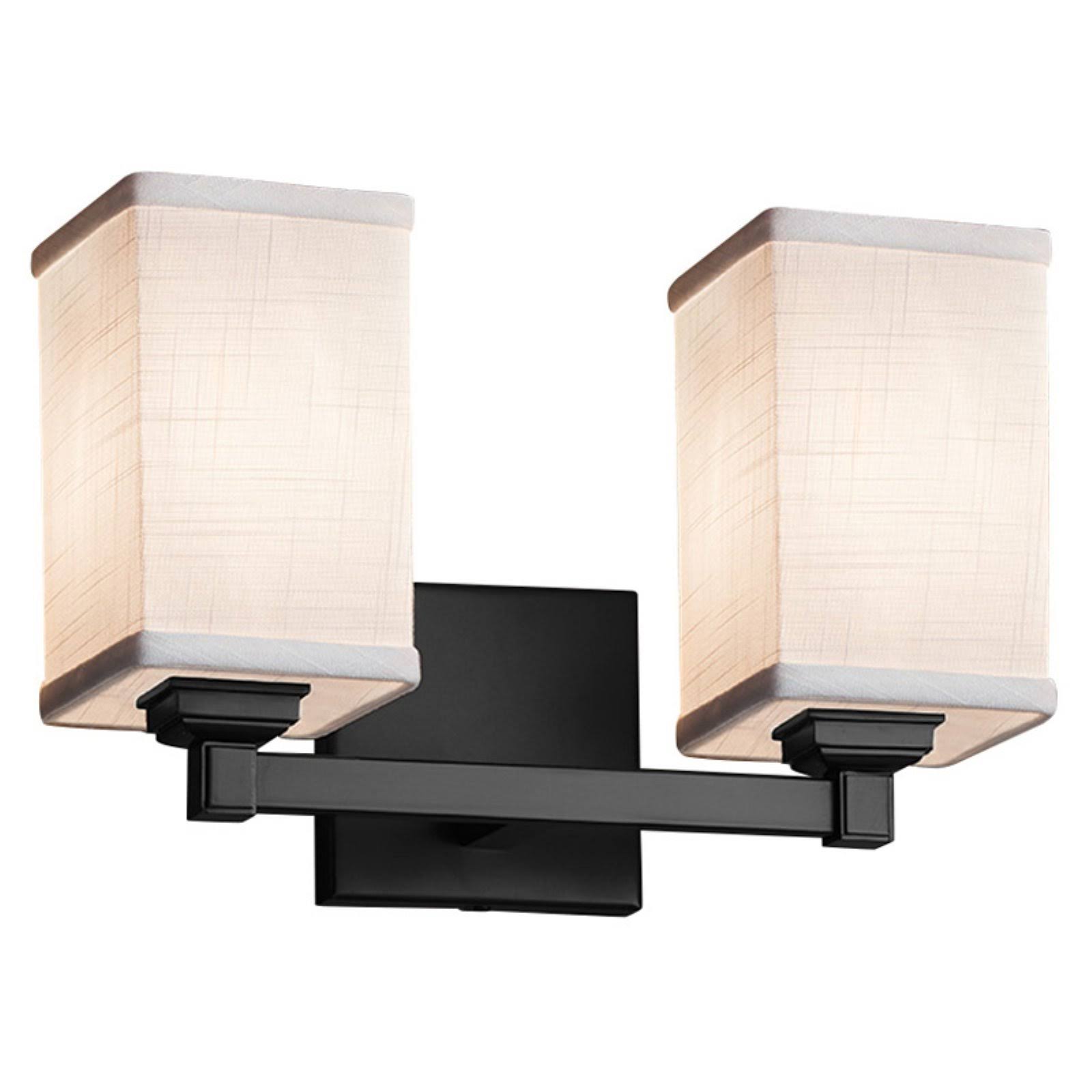 Justice Design FAB-8432-15-WHTE-LED2-1400 Textile 13x22 Regency 2 Light LED Bath Bar - Matte Black