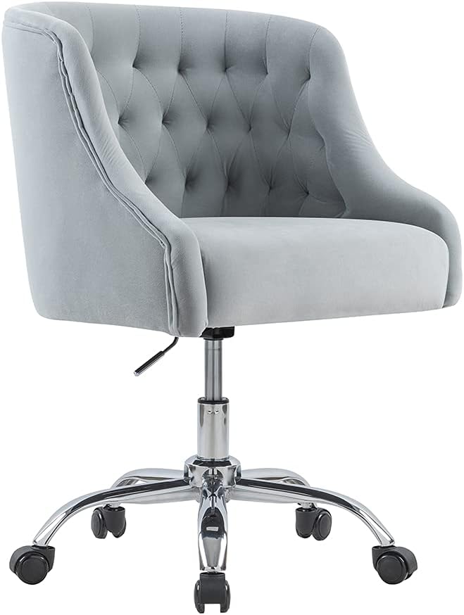 ATTICA Home Office Desk Chair Modern Velvet Office Computer Chair Height Adjustable Mid-Back Task Chair (Pink)