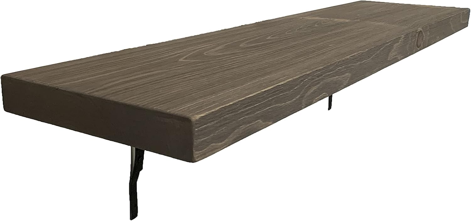 Rustic, Contemporary Shelf with Brackets, Solid Pine, Handmade, Made in United States, 2