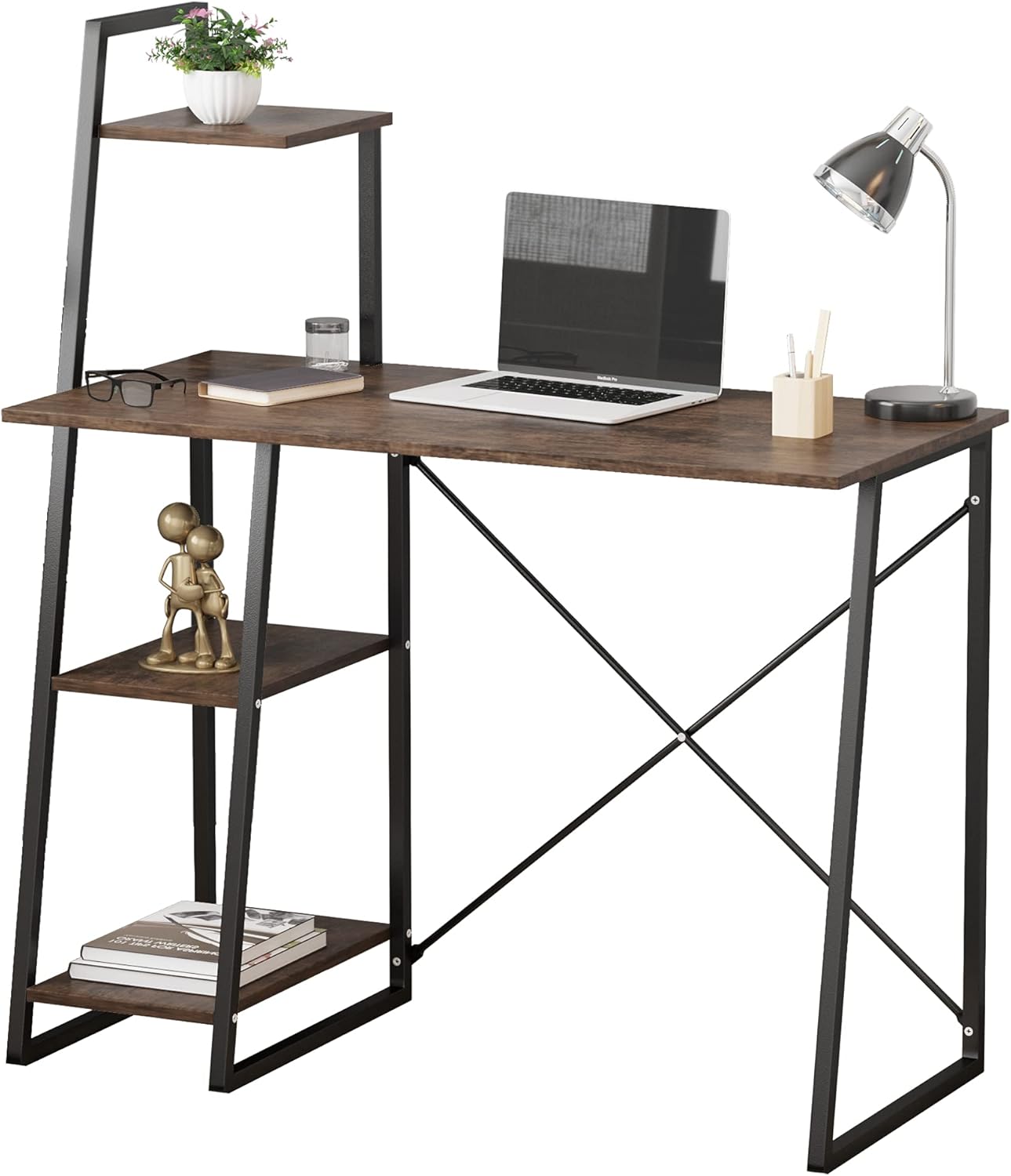 LVSOMT Computer Desk with Bookshelf, 40