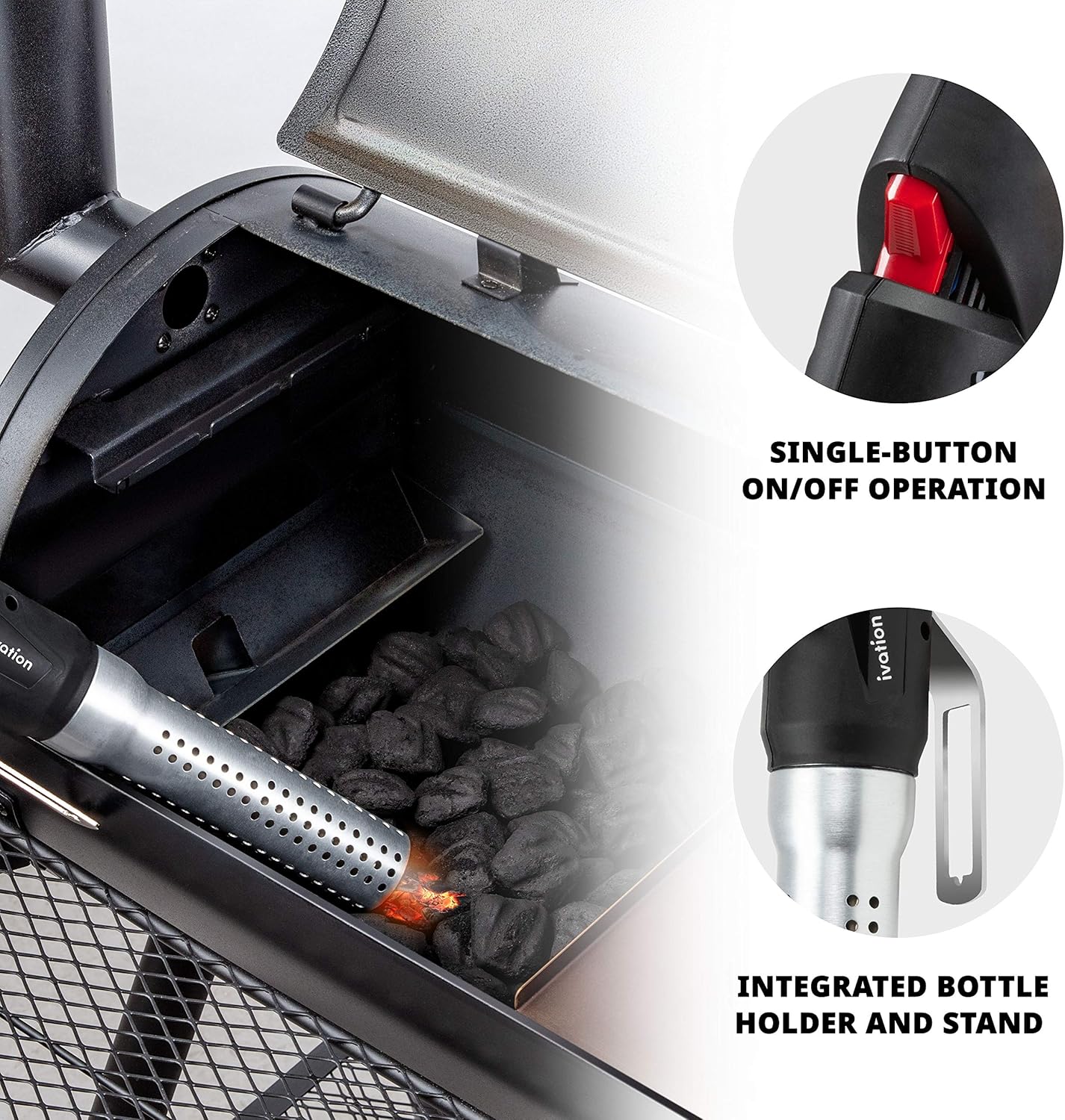 Ivation Electric Charcoal Starter with Built-in air Blower, Fast 60-Second Charcoal Lighter, Quickly & Easily Ignite BBQ Smoker Grill Without Lighter Fluid or Matches Pack of 2