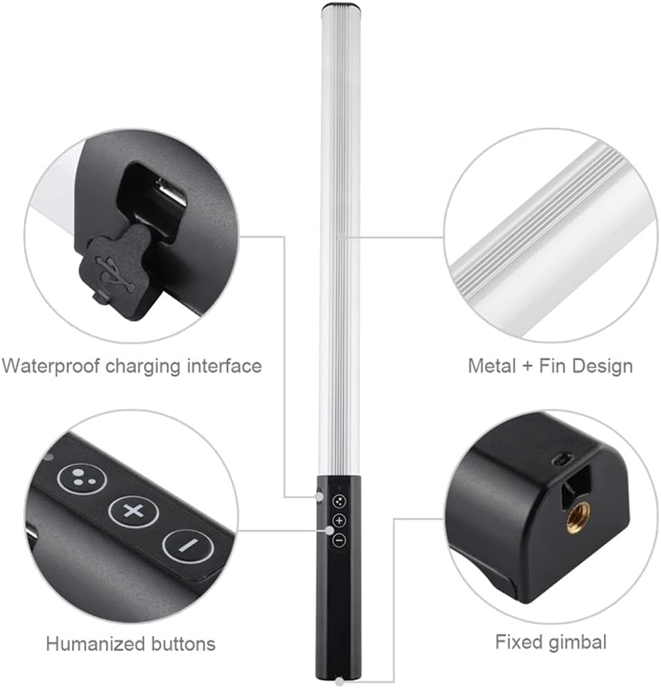 LED Light Stick, LED Photography Light Wand Handheld RGB Video Light, 9 Colors, with Built-in Rechargable Battery, Adjustable 3200K-5600K Pack of 2