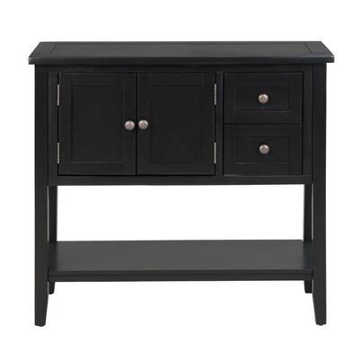 36/'/' Modern Console Table Sofa Table for Living Room with 2 Drawers, 1 Cabinet and 1 Shelf Darby Home Co Table Top Color: Blac
