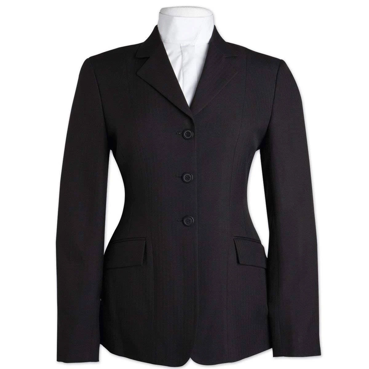 RJ Classics Girls Essential Washable Show Coat -Black Herringbone