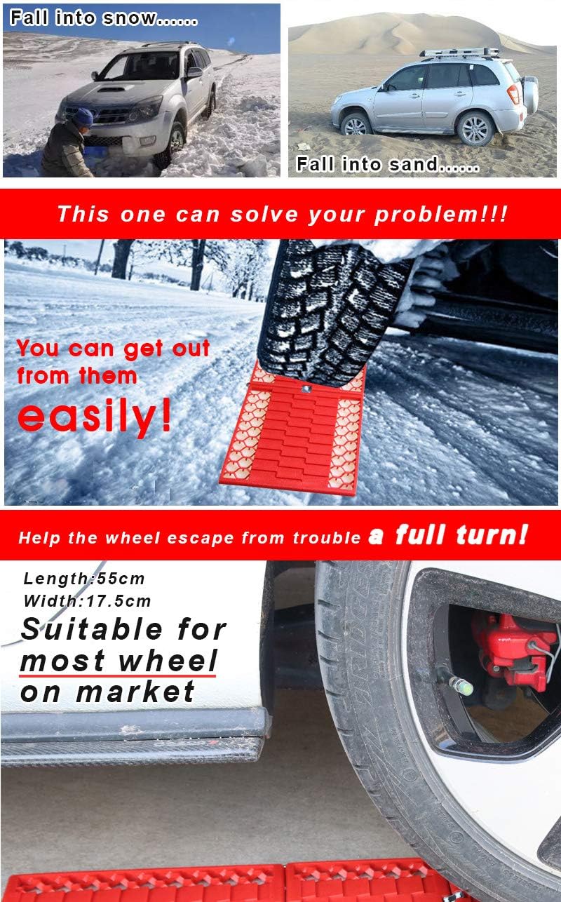 Jeremywell All-Weather Foldable Auto Traction Mat Tire Grip Aid, Car Escape, Emergency Off Road Traction Tool, Work for Snow, Ice, Mud, and Sand (2-Pack)