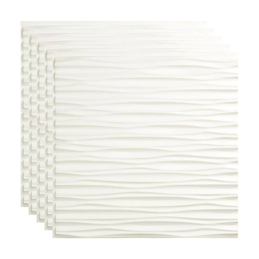 Fasade Dunes Horizontal Decorative Vinyl 2ft x 2ft Glue Up Ceiling Tile in Gloss White (5 Pack)