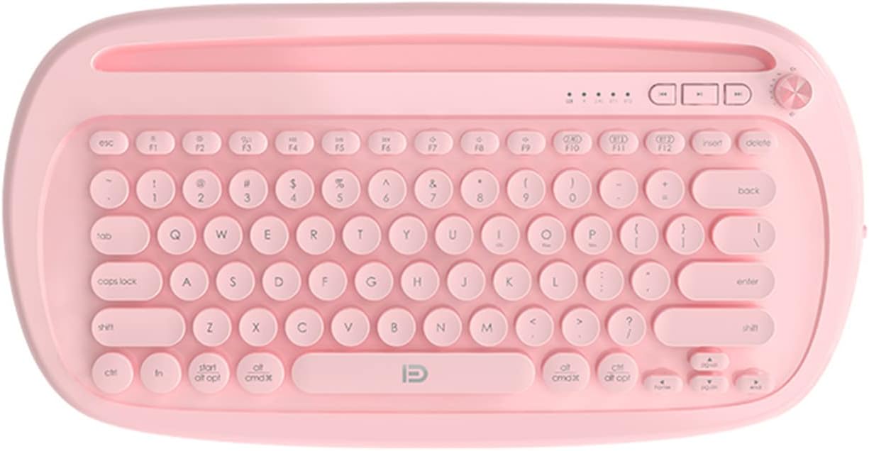 Cute Round Wireless Bluetooth Keyboard, Bluetooth Wired Dual-Mode Full-Key Backlight Ergonomic Design Compatible with Ipad/Phone/Windows/Mac (Blue)