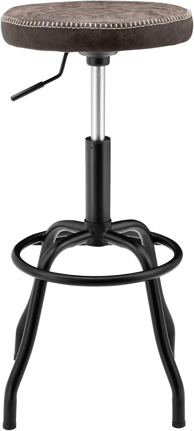 New Pacific Direct Eaton PU Leather Gaslift Backless Swivel Bar Bar & Counter Stools, Vintage Coffee Brown Pack of 2