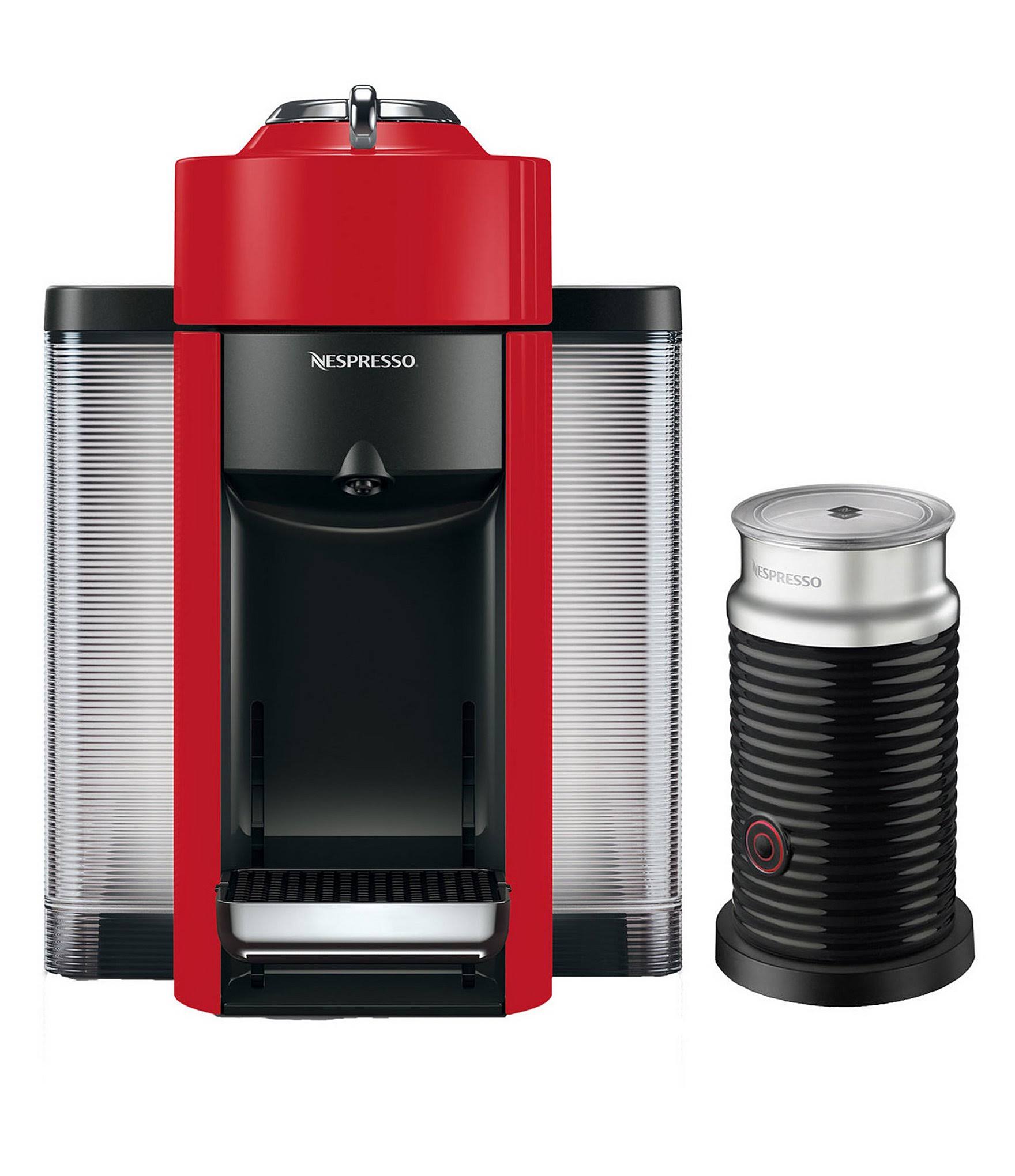 DeLonghi Nespresso Vertuo Coffee Maker and Espresso Machine with Aeroccino Milk Frother - Shiny Red