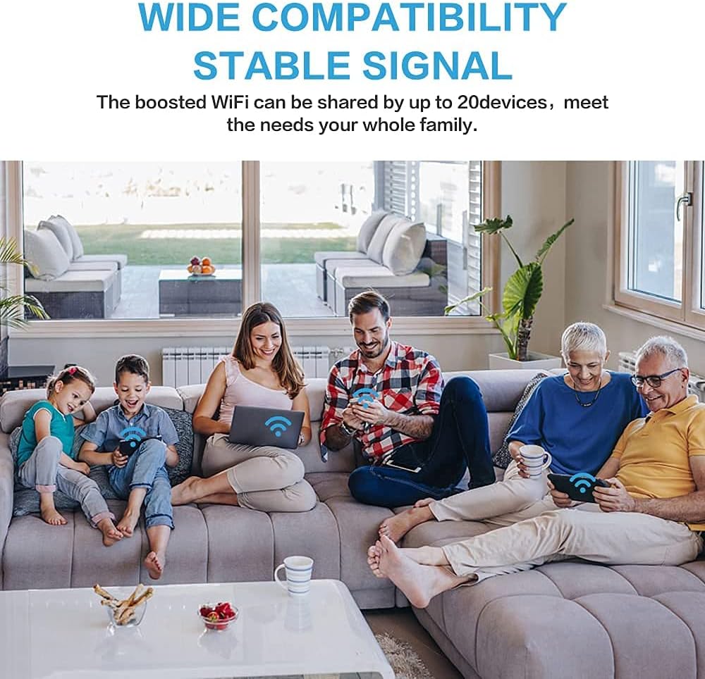 WiFi Extender，WiFi Repeater, WiFi Booster， Covers Up to 3500 Sq.ft and 30 Devices, Up to 1200Mbps WiFi Repeater， WiFi-Dual Band 2.4G and 5G - 4 Antennas 360° Coverage Extend WiFi Signal to Smart Home Pack of 2