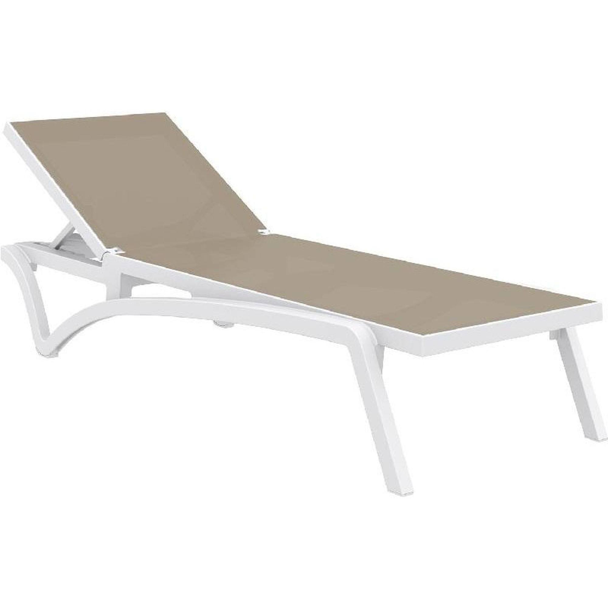 Compamia Pacific Sling Chaise Lounge White Frame Dove Gray Sling