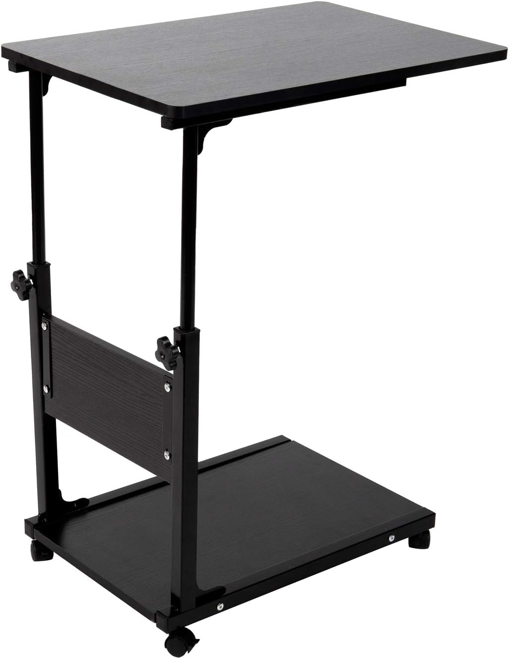 Mind Reader Adjustable Height Laptop Couch End, Side Table, Over Bed Desk with Shelf, Black Pack of 2