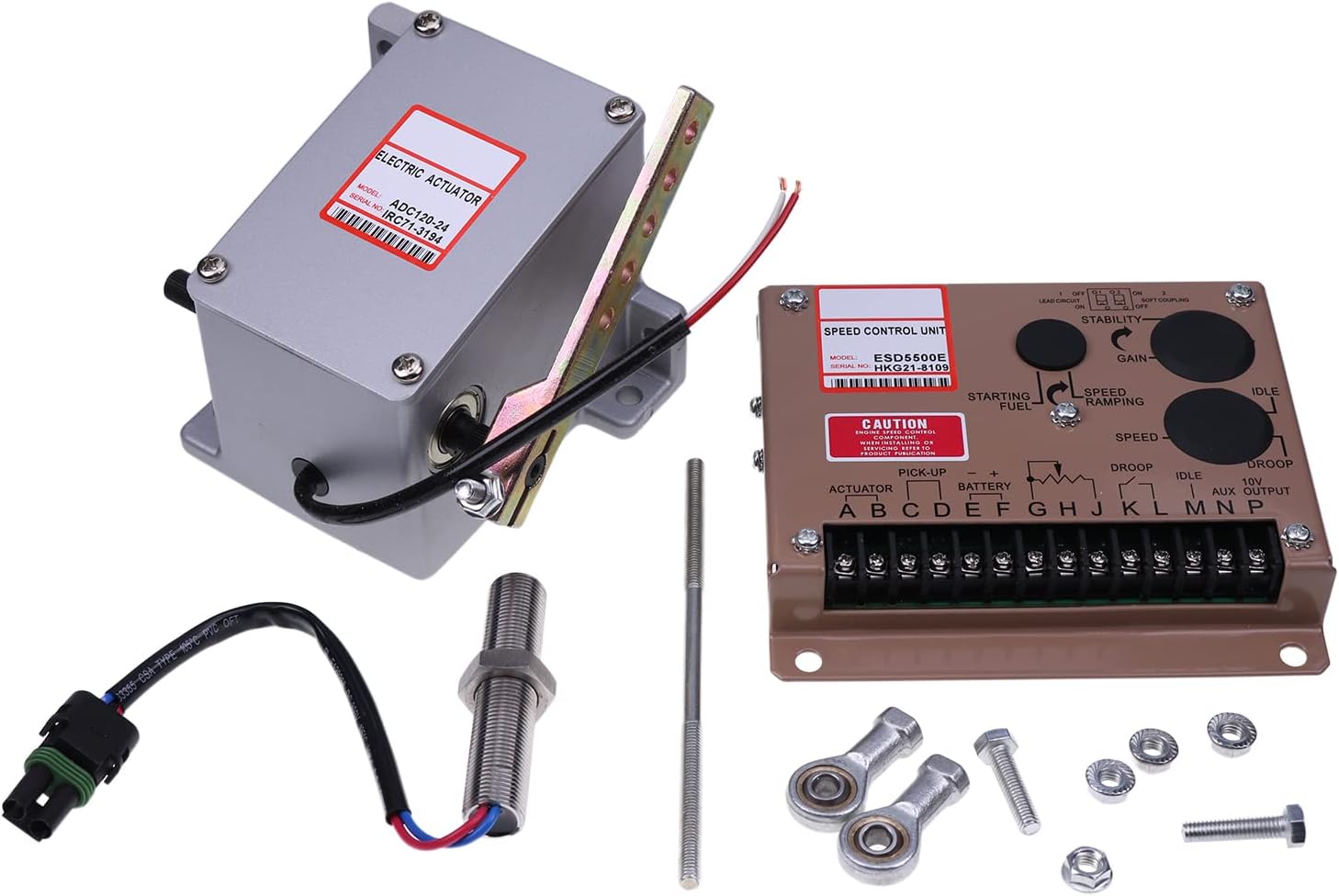 AIVWUMOT 24V Actuator ADC120-24V/ADC120-24 +Governor ESD5500E +Magnetic Pickup Sensor MPU 3034572 for Generator