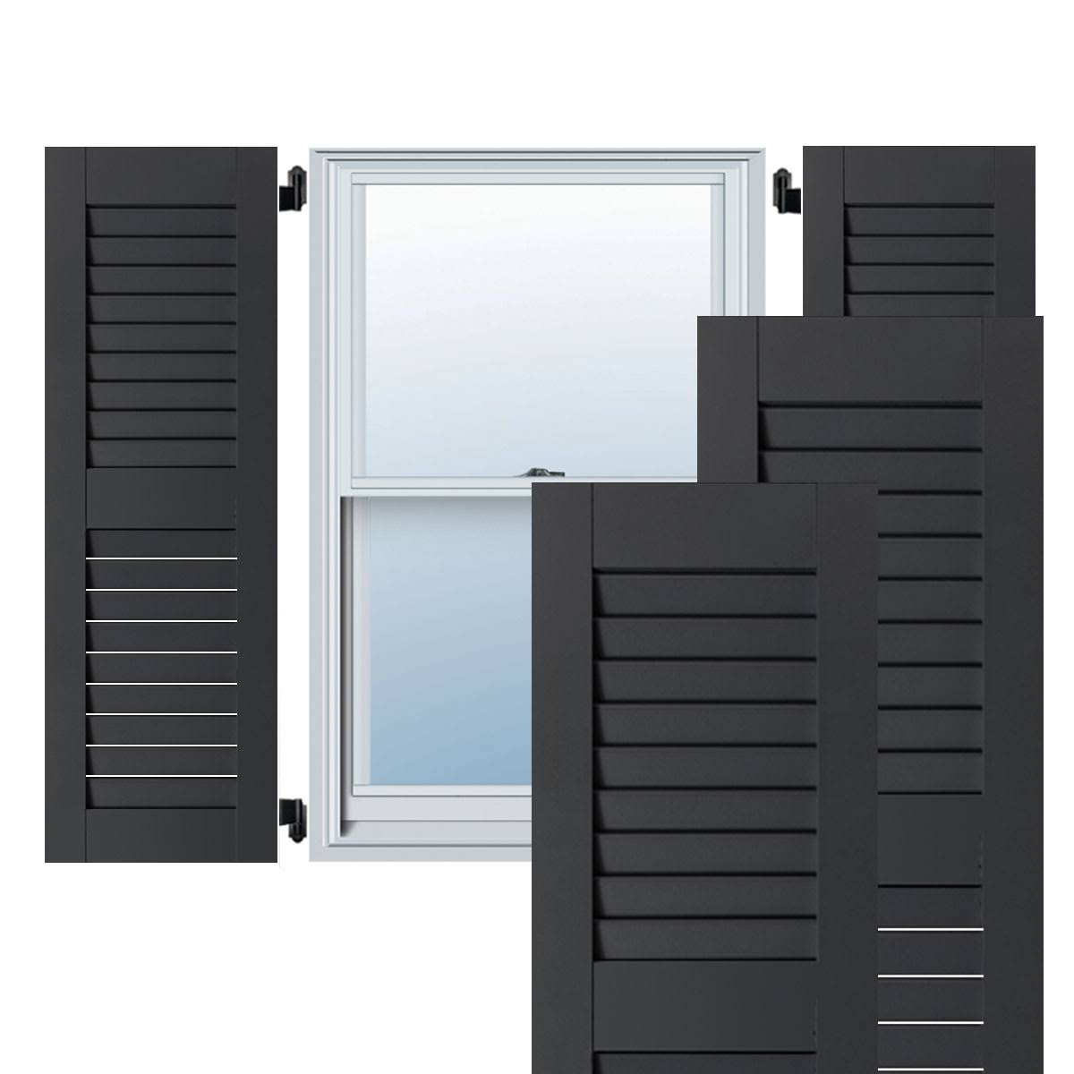 Noralco Industries, Inc. RWL18X073BLP 18x22W x 73x22H Exterior Real Wood Pine Open Louvered Shutters (Per Pair), Black
