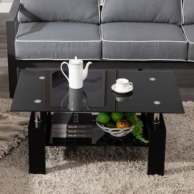 Kutlay Coffee Table with Storage Orren Ellis Table Base Color: Black, Table Top Color: Black