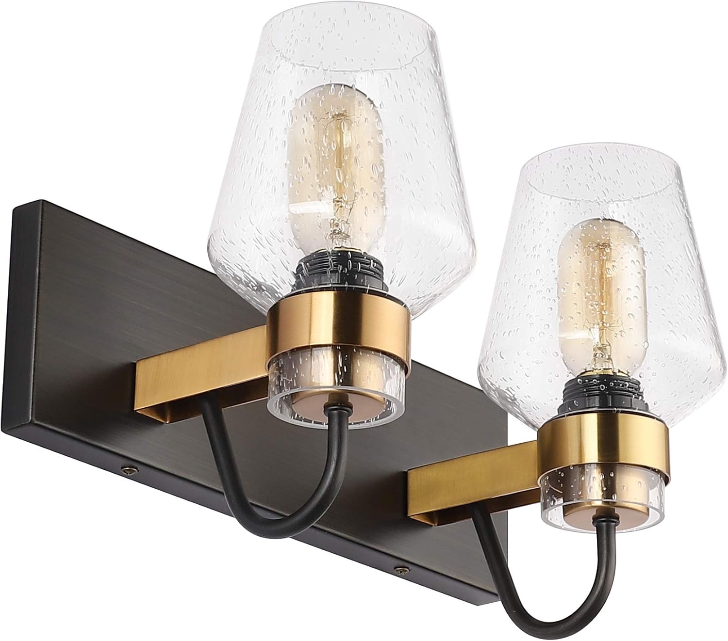 PRESDE Black Vintage Bathroom Vanity Light Fixtures Over Mirror Bath 3-Light Vanity Glass Globe Lighting