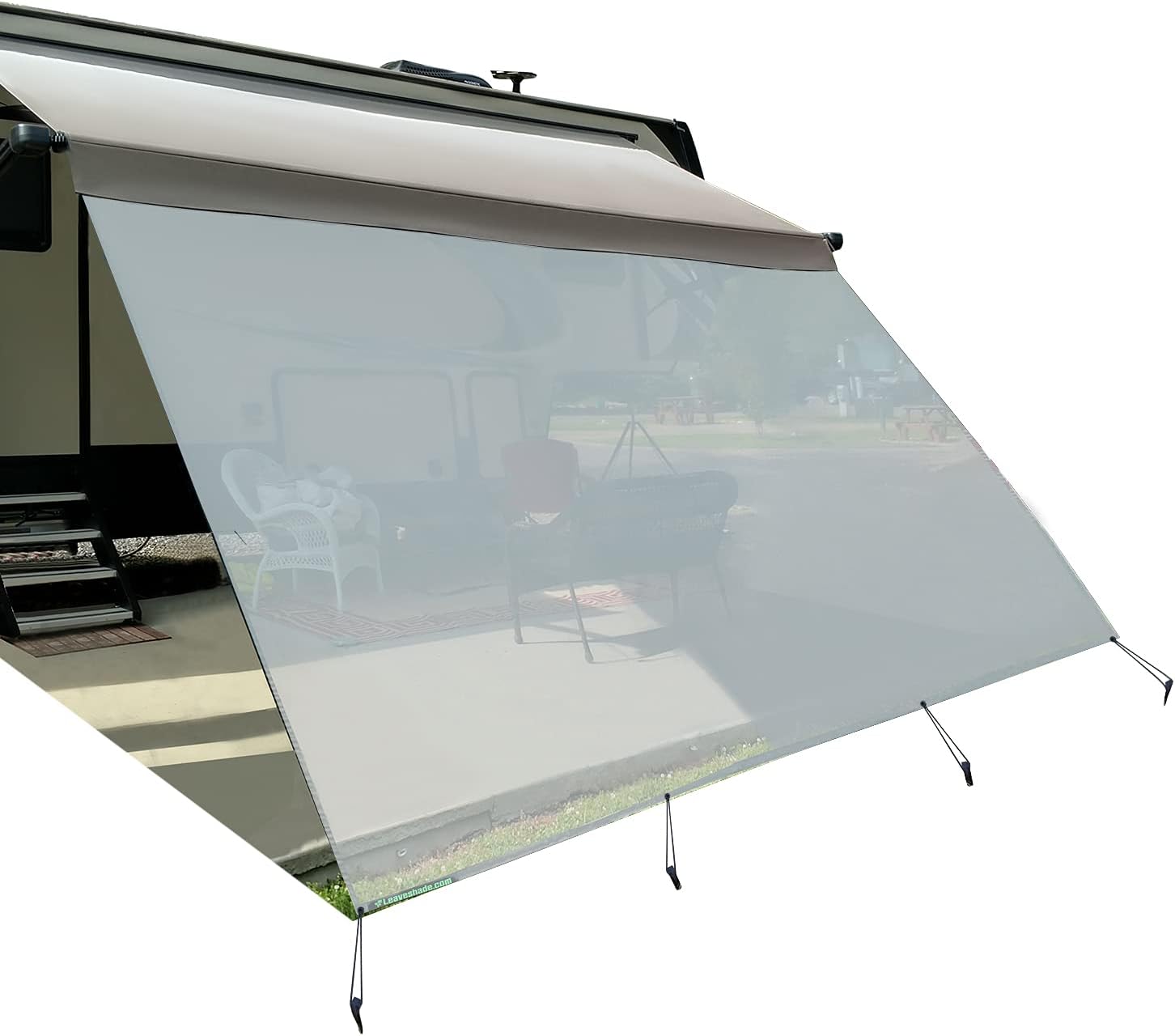 leaveshade RV Awning Sunshade Screen ● Tentproinc 10'X18'3''- Black Mesh Sun Shade ● Block Patio Front Sun Light ● Motorhome Camping Trailer UV Sunblocker ● Canopy Sunscreen-3 Years Lasting