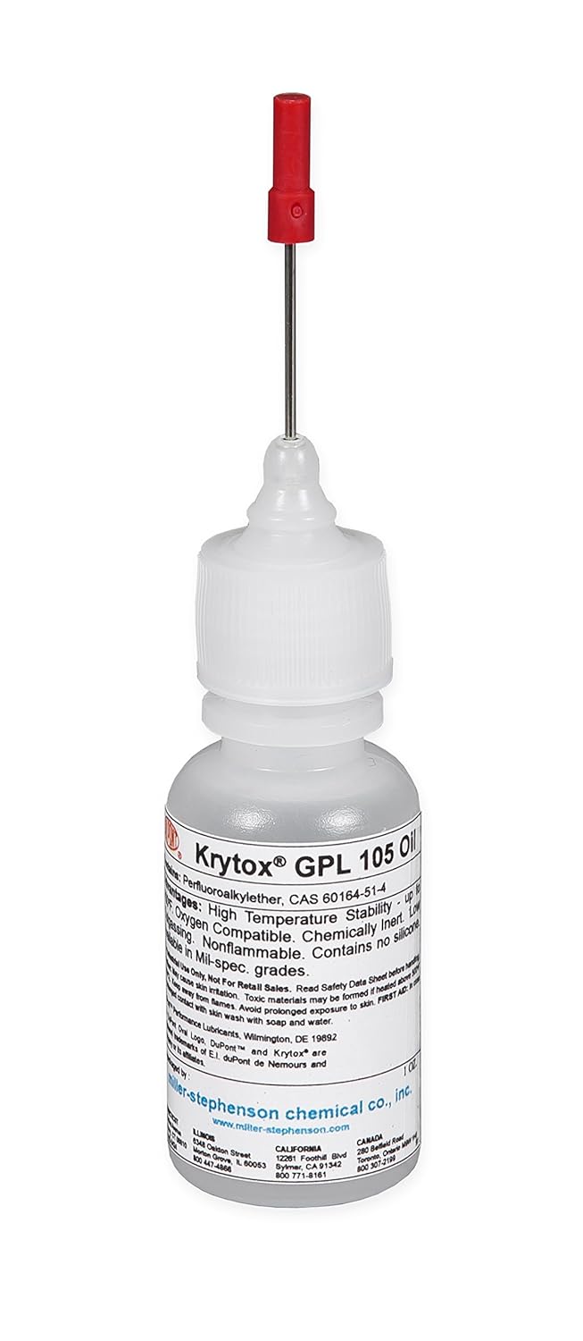 Chemours Krytox GPL105 1oz Needle Nose Bottle - Industrial Oil Pack of 2