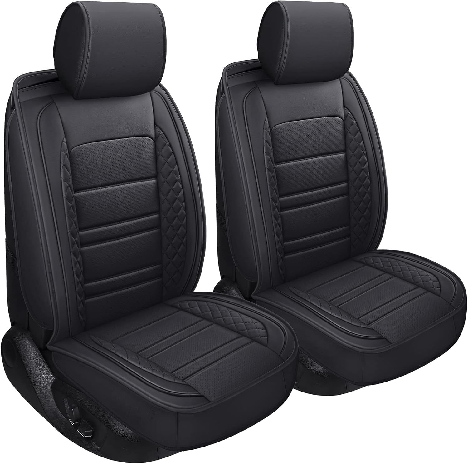 SPEED TREND Leather Car Seat Covers, Premium PU Leather & Universal Fit for Auto Interior Accessories, Automotive Vehicle Cushion Cover for Most Cars SUVs Trucks (ST-001 Full Set, Black)