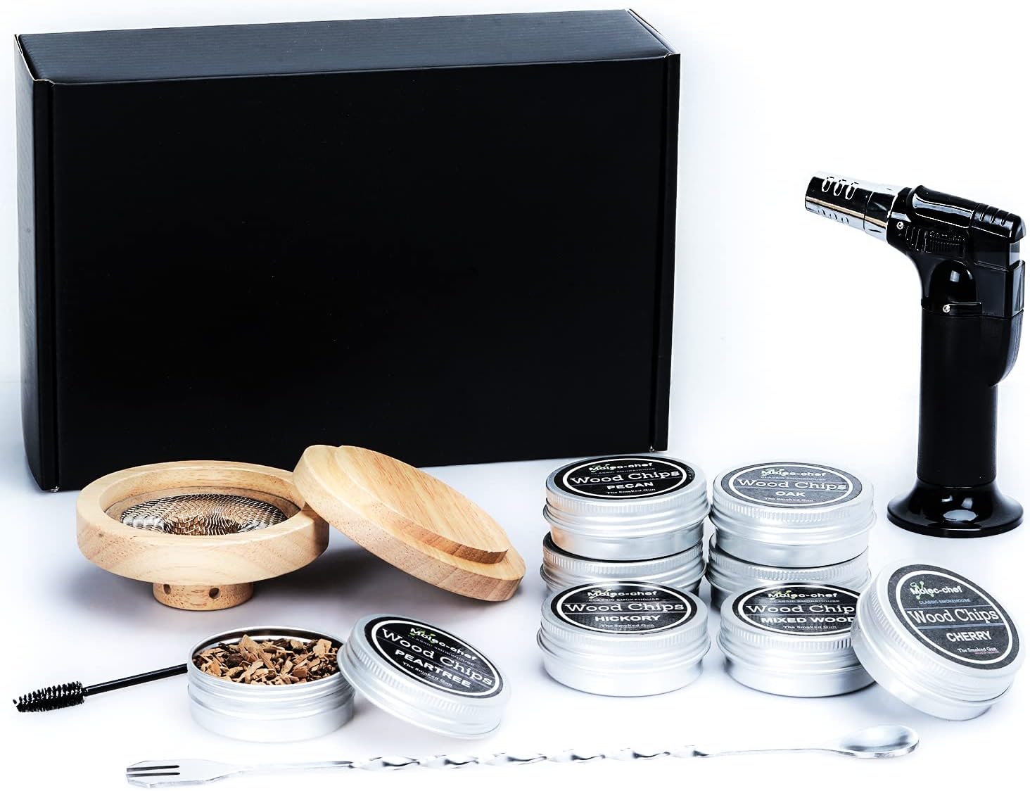 Cocktail Smoker Kit with Butane Torch Old Fashioned Cold Smoker for Cocktail, Whiskey, Bourbon , Meat and More, Cocktail Smoking Kit Wood Shavings Pack of 2