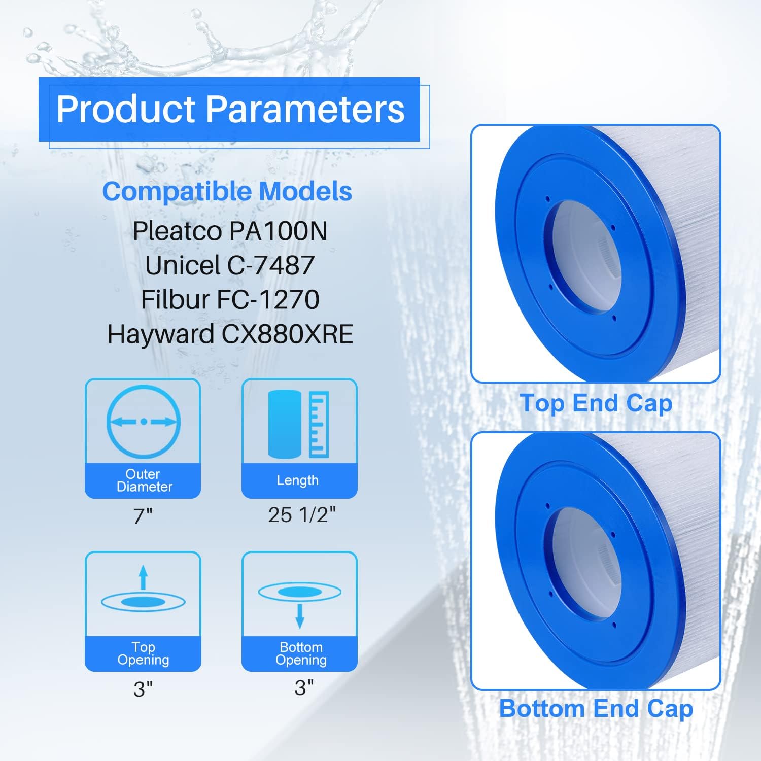 POOLPURE PLFPA100N Pool Filter Replaces PA100N, PA100N-4, Unicel C-7487, Filbur FC-1270, Hayward CX870RE, CX870-XRE, Hayward C4000, C4020, C4000S, 4PACK
