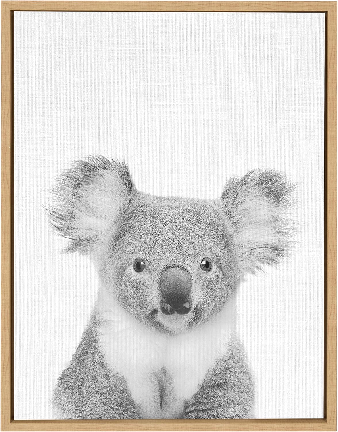 Kate and Laurel Sylvie Koala Framed Canvas by Simon Te Tai, 18x24, Natural Pack of 2