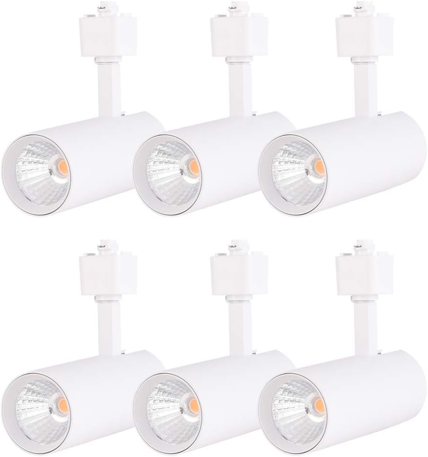 mirrea 6 Pack 16.5W Dimmable LED Track Lighting Heads Compatible with Single Circuit H Type Rail Ceiling Spotlight for Accent Task Wall Art Exhibition Lighting 90 CRI 24&deg; White (3000K Warm White)