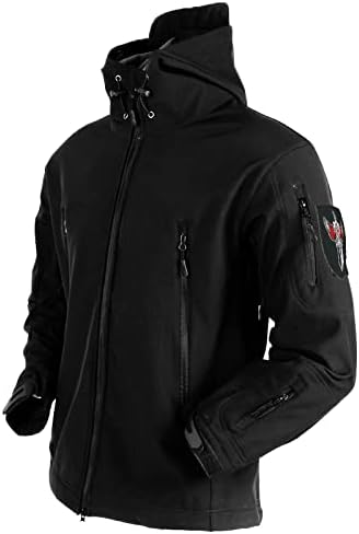 HQFURS Camouflage hooded fleece Shark skin soft shell coatWinter waterproof climbing warm jacket