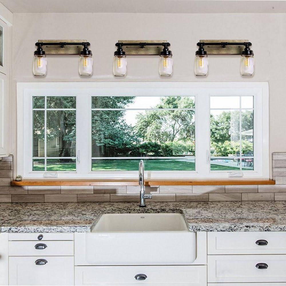 LNC Aries 2-Light Black Farmhouse Vanity Light | A03478