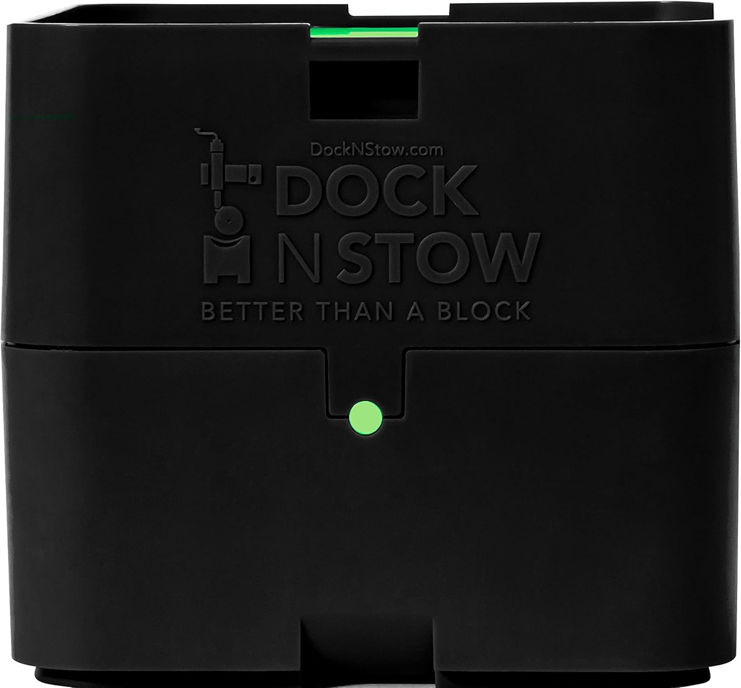 Dock N Stow Trailer Jack Stand, Stabilizing Leveling Block Stores on Tongue Frame, Fits Most Jack Foot Plates, Wheel, RV Camper, Pop Up, Boat, Secures with a Bungee, GEN 1 in Black