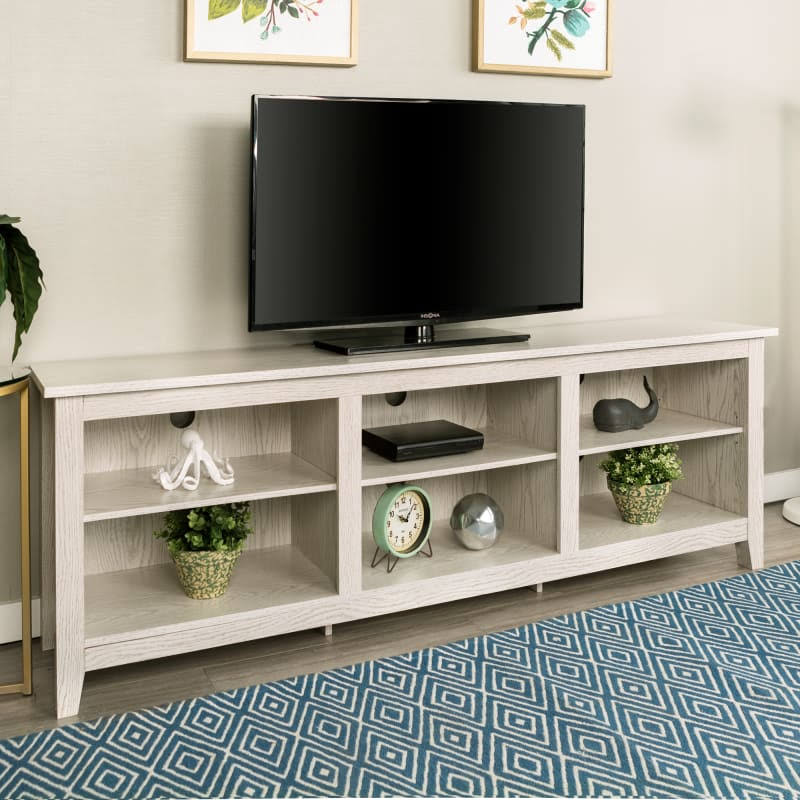 Delacora WE-BD70CSP 70x22 Wide Contemporary Open Shelf TV Stand Media Console