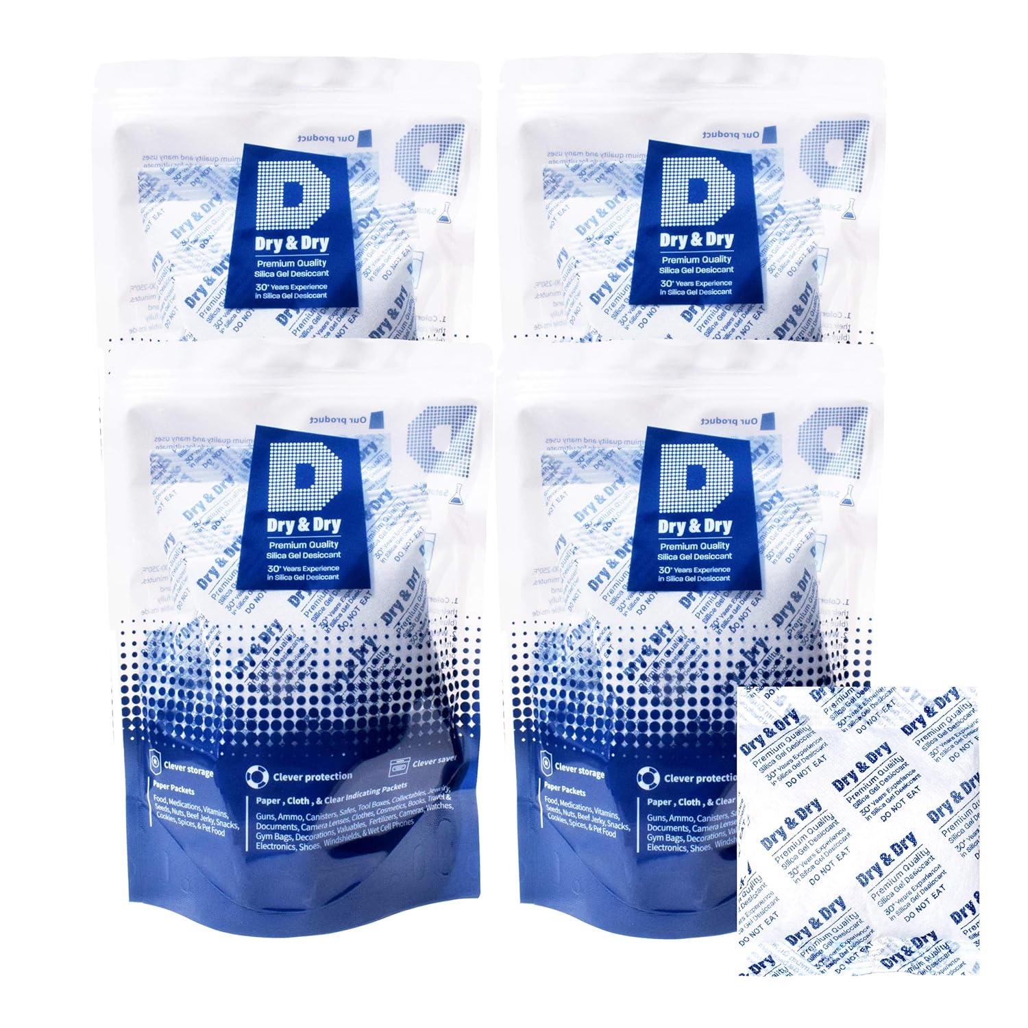 Dry & Dry [50 Packets] 50 Gram Silica Gel Packets, Desiccants, Dehumidifiers - Rechargeable Fabric Moisture Absorbers, Silica Gel Packs, Silica Gel, Desiccant Packs Pack of 2