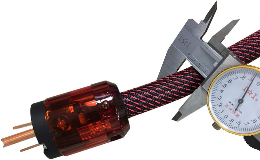 Audiocrast HiFi Power Cable 10AWG 125V 15A, Audiophile Power Cord - Braided Sleeve, OFC Copper Shielding, OD:17MM, US+IEC Power Plug (4.9FT/1.5M) Pack of 2