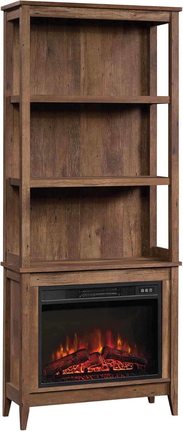 Sauder Library Fireplace, Vintage Oak Finish