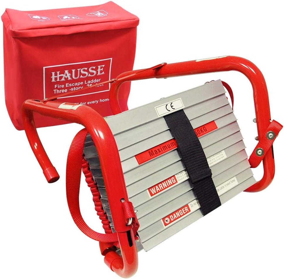 Hausse Retractable 3 Story Fire Escape Ladder, 25 Feet