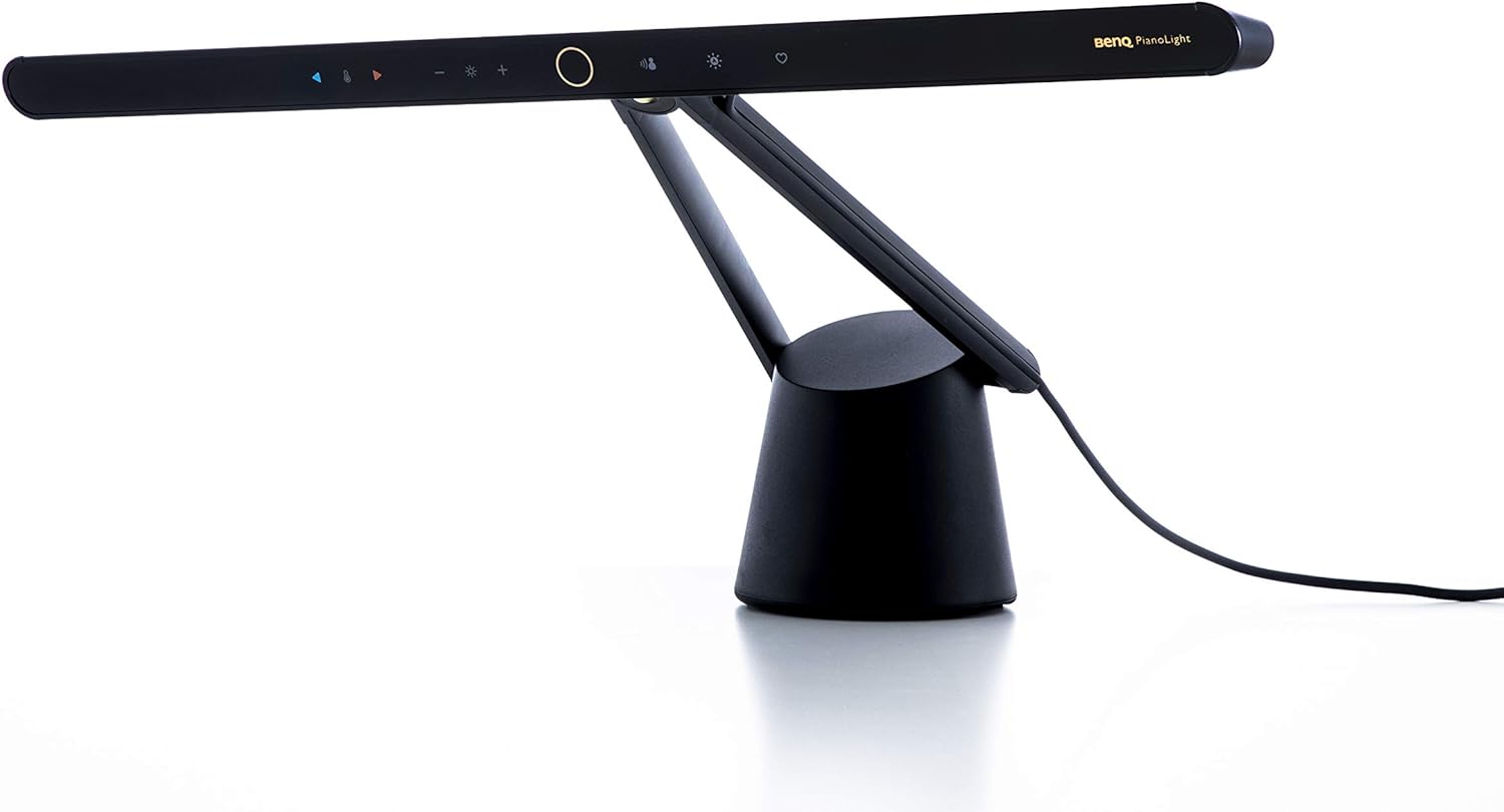 BenQ Black PL19_D PianoLight Professional lamp for Upright Piano Playing, Bright and Easy Sheet Music Reading, Modern Design, Color temperatures, Auto-dimming, Aluminum Body with Steady Base