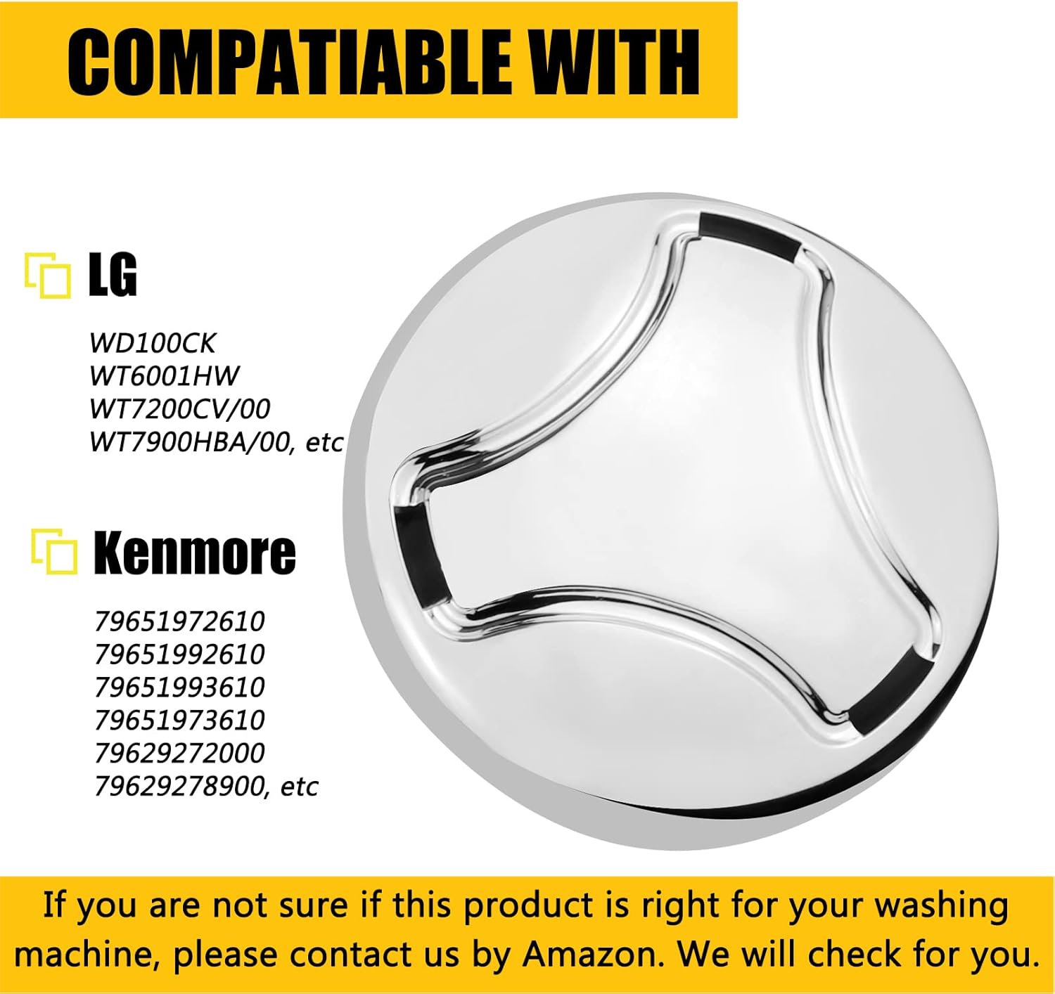 5006EA3009B Washer Pulsator Cap MBL65219301 Washer Washplate Cap 5006EA3009C Washer Pulsator Wash Plate Cap Compatible with LG & Kenmore Washer WD100CK WT6001HW WT7900HBA/00 WT7200CV/00 Chrome 2 PACK