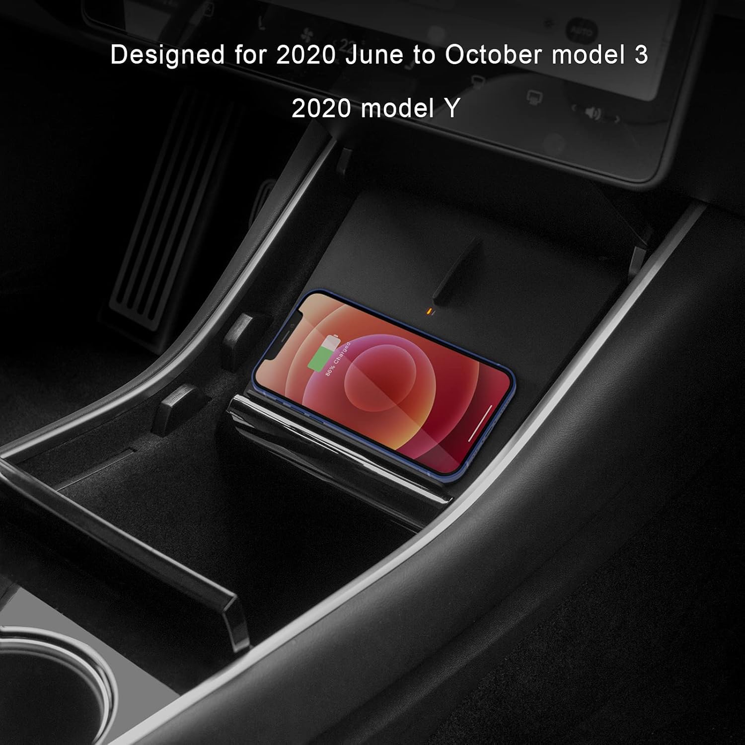 TAPTES Wireless Charger for Tesla Model 3 (Between June and October 2020)/Model Y 2020 ,Dual Wireless Phone Charging Pad Car Interior Center Console Accessories（Not fit 2021 model 3 Y） Pack of 2