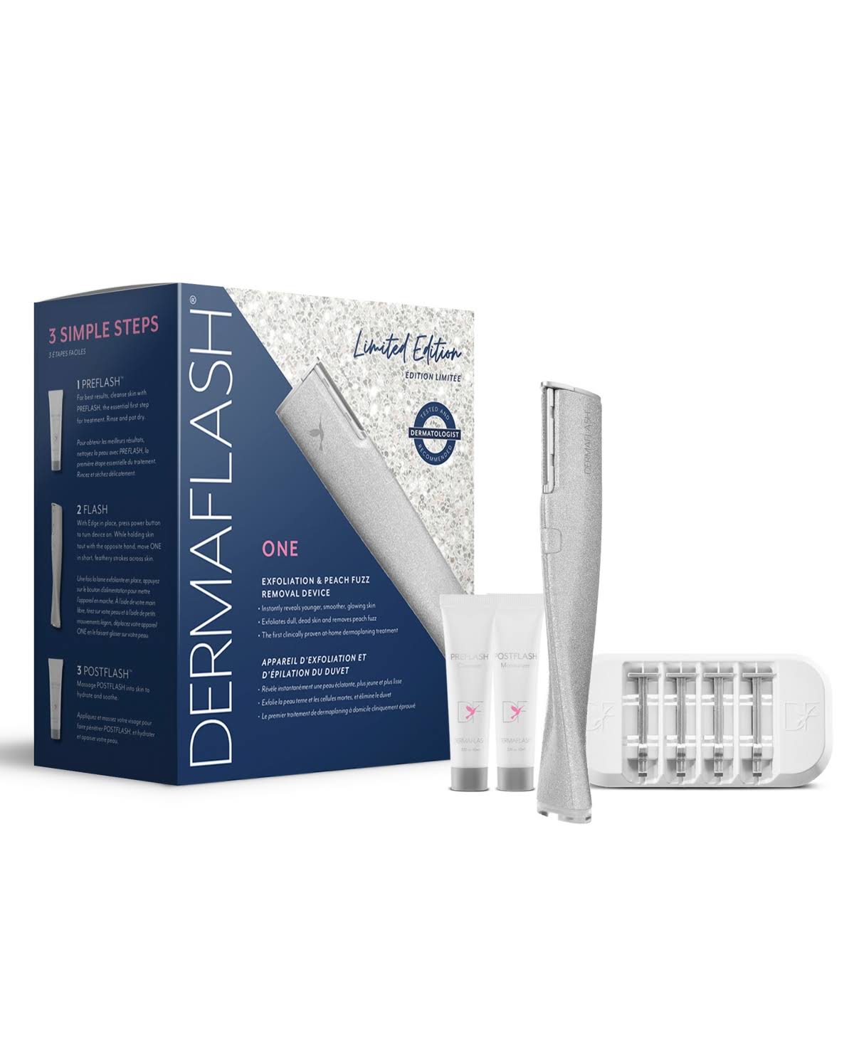 Dermaflash One Exfoliation Peach Fuzz Removal Device - Silver-Tone