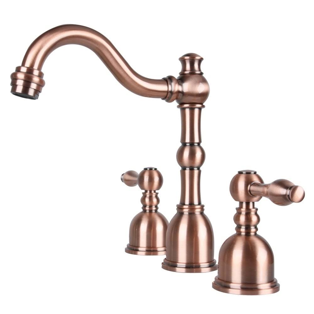 Two-Handle Copper Widespread Bathroom Faucet, Brown, Akicon AK1518AC